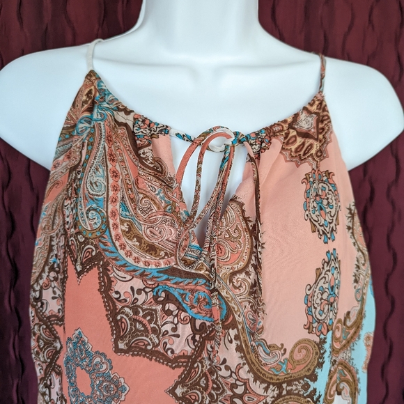 Unbranded sundress boho style teal and brown - Picture 2 of 3